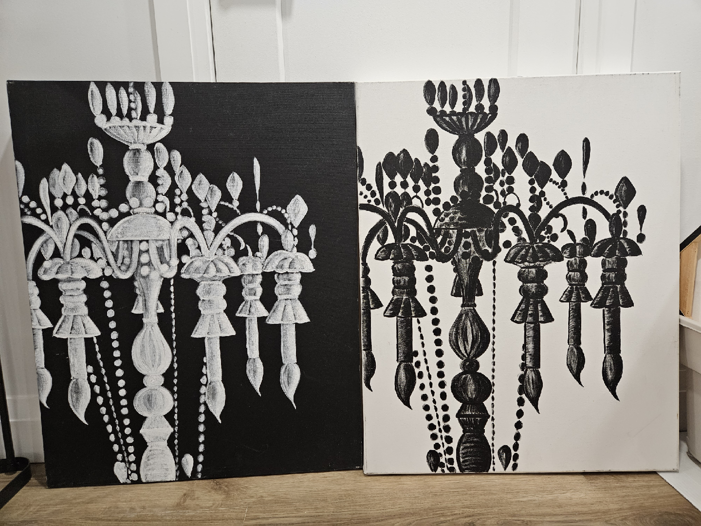 Chandelier Painting - Black and White