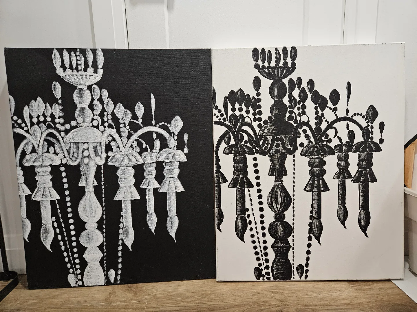 Chandelier Painting - Black and White thumbnail