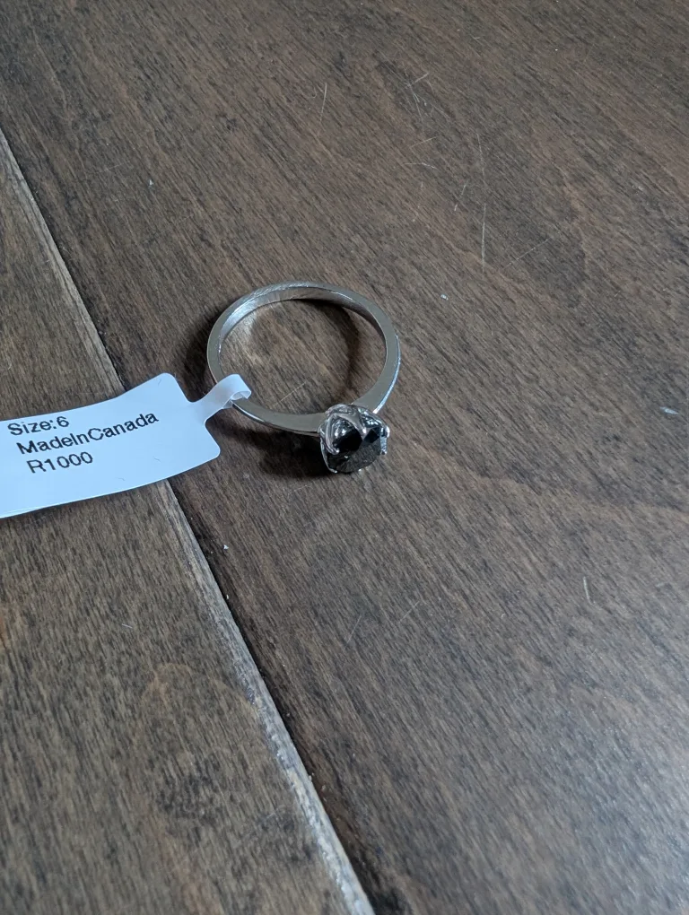 Brand New 14K White Gold Black Diamond Ring For Sale image indicator(2)