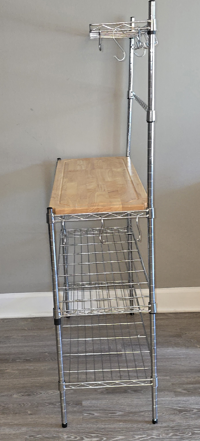Chrome Shelving Unit with Wood Top - photo 4