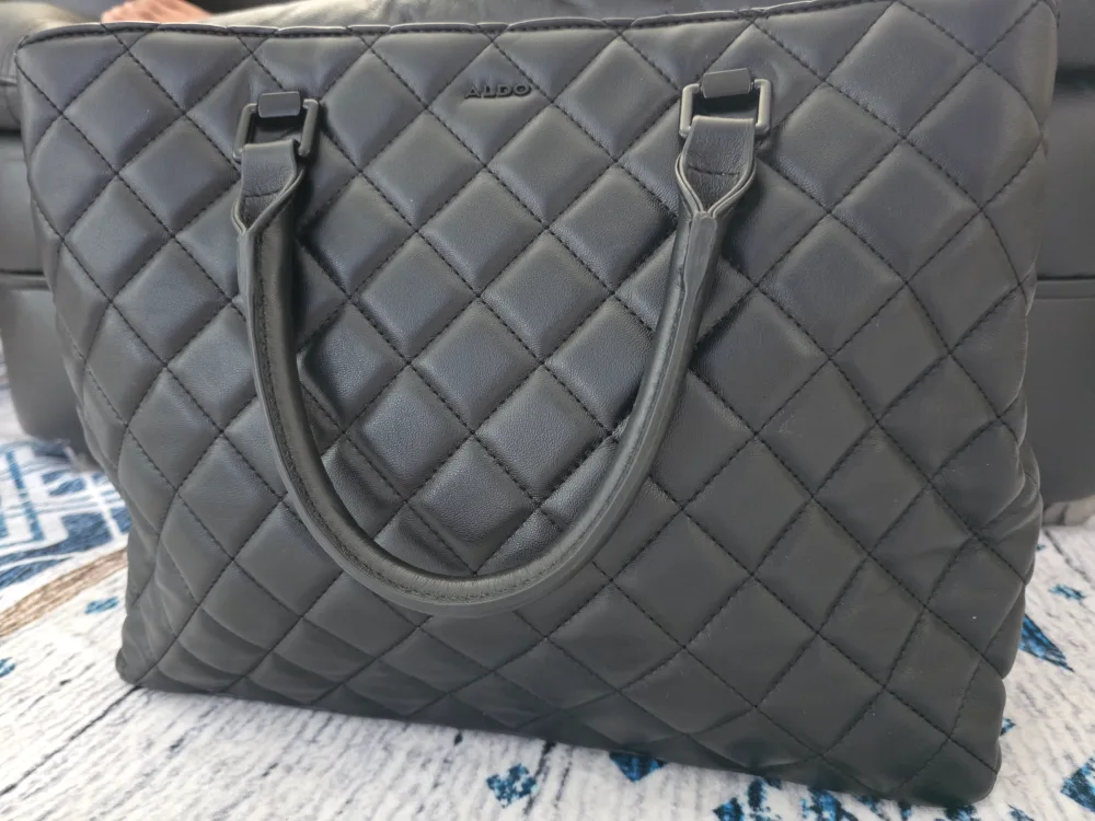 ALDO Black Quilted Tote Bag thumbnail