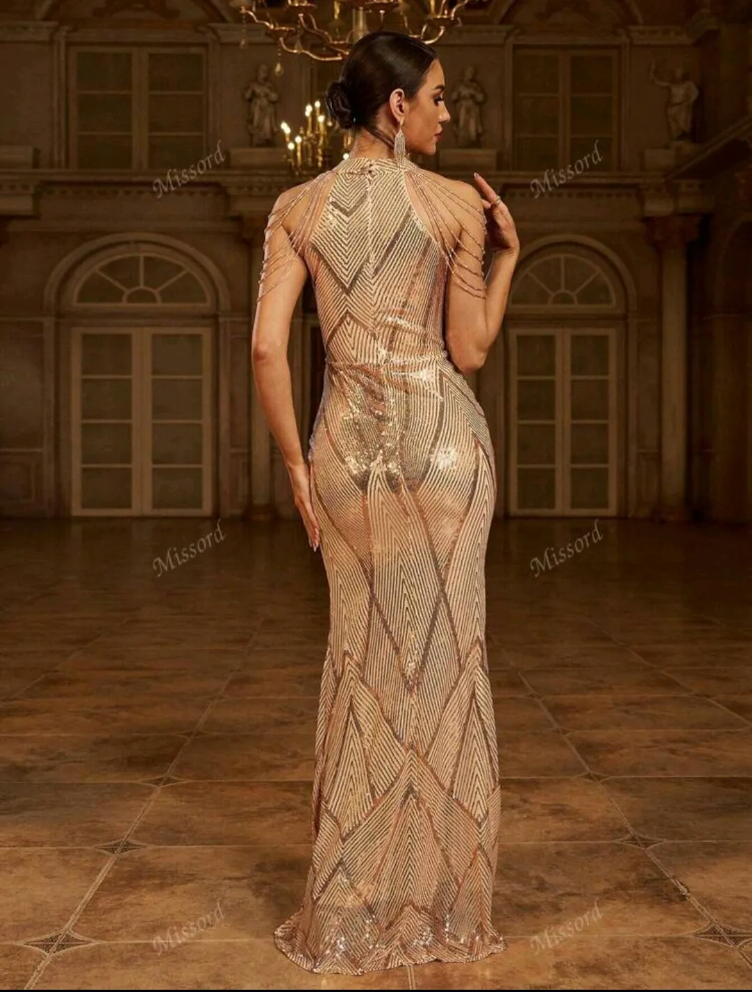 Halter Neck Sequin Mermaid Prom / Evening Dress image indicator(2)