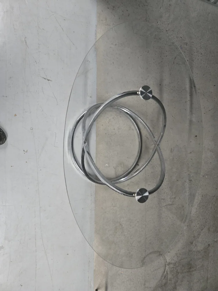 Glass Oval Coffee Table with Chrome Base thumbnail