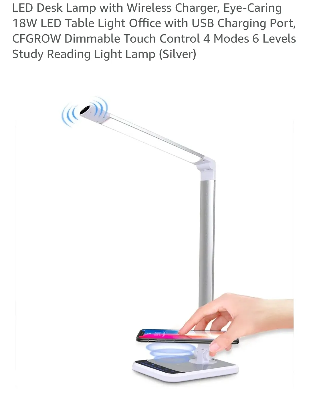 LED Desk Lamp with Wireless Charger - Silver thumbnail