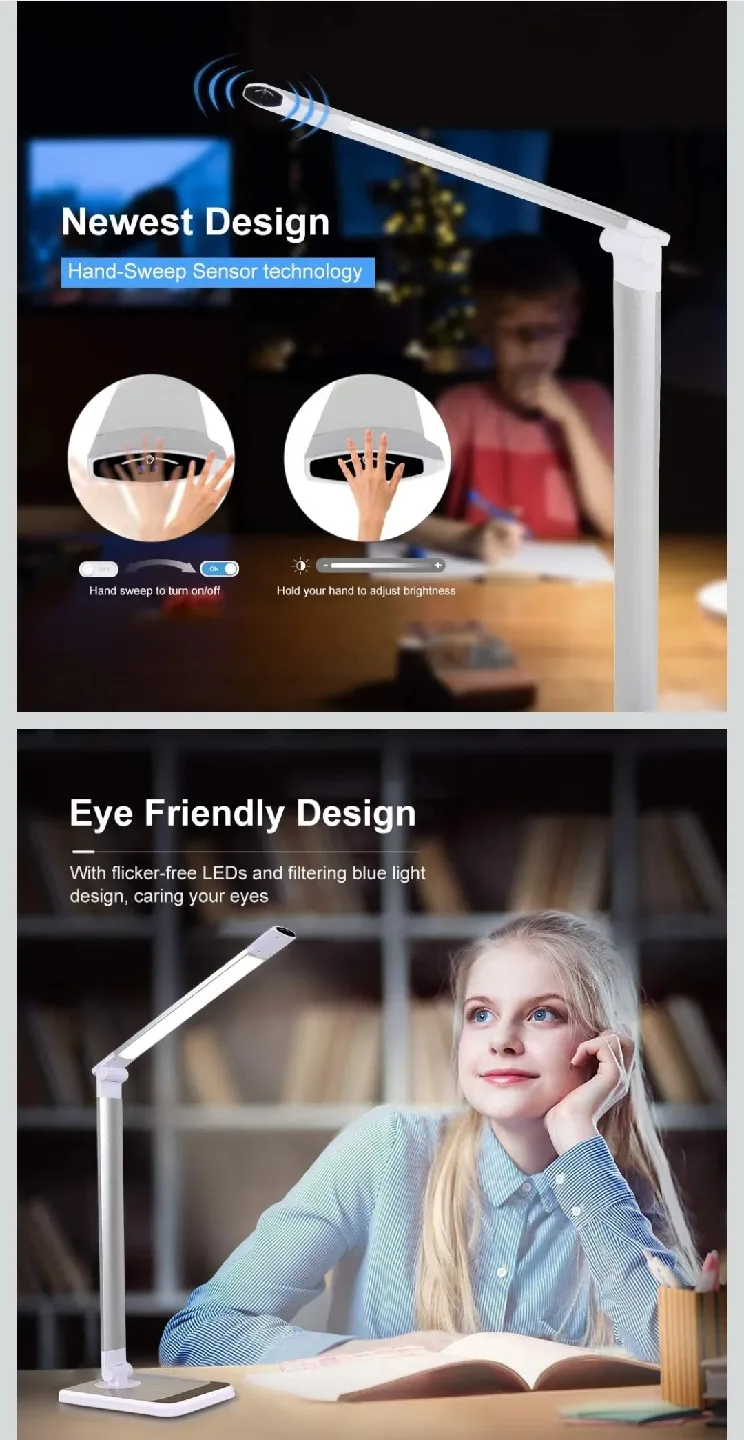 LED Desk Lamp with Wireless Charger - Silver image indicator(3)