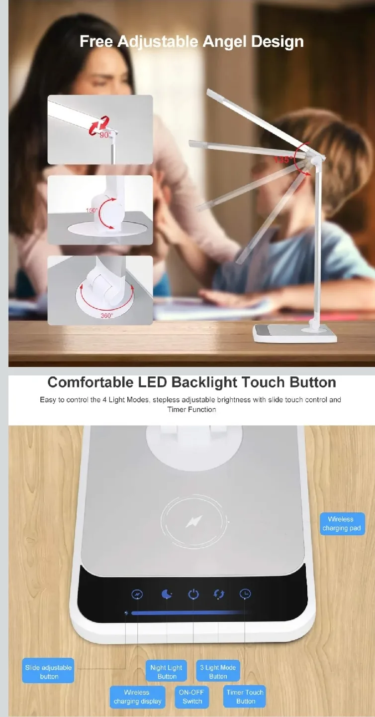 LED Desk Lamp with Wireless Charger - Silver image indicator(5)