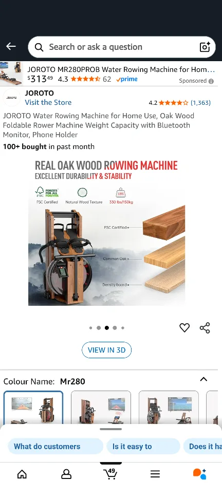 JOROTO MR280PROB Water Rowing Machine image indicator(2)