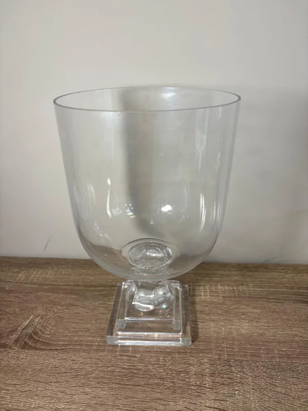 Clear Glass Footed Hurricane Vase