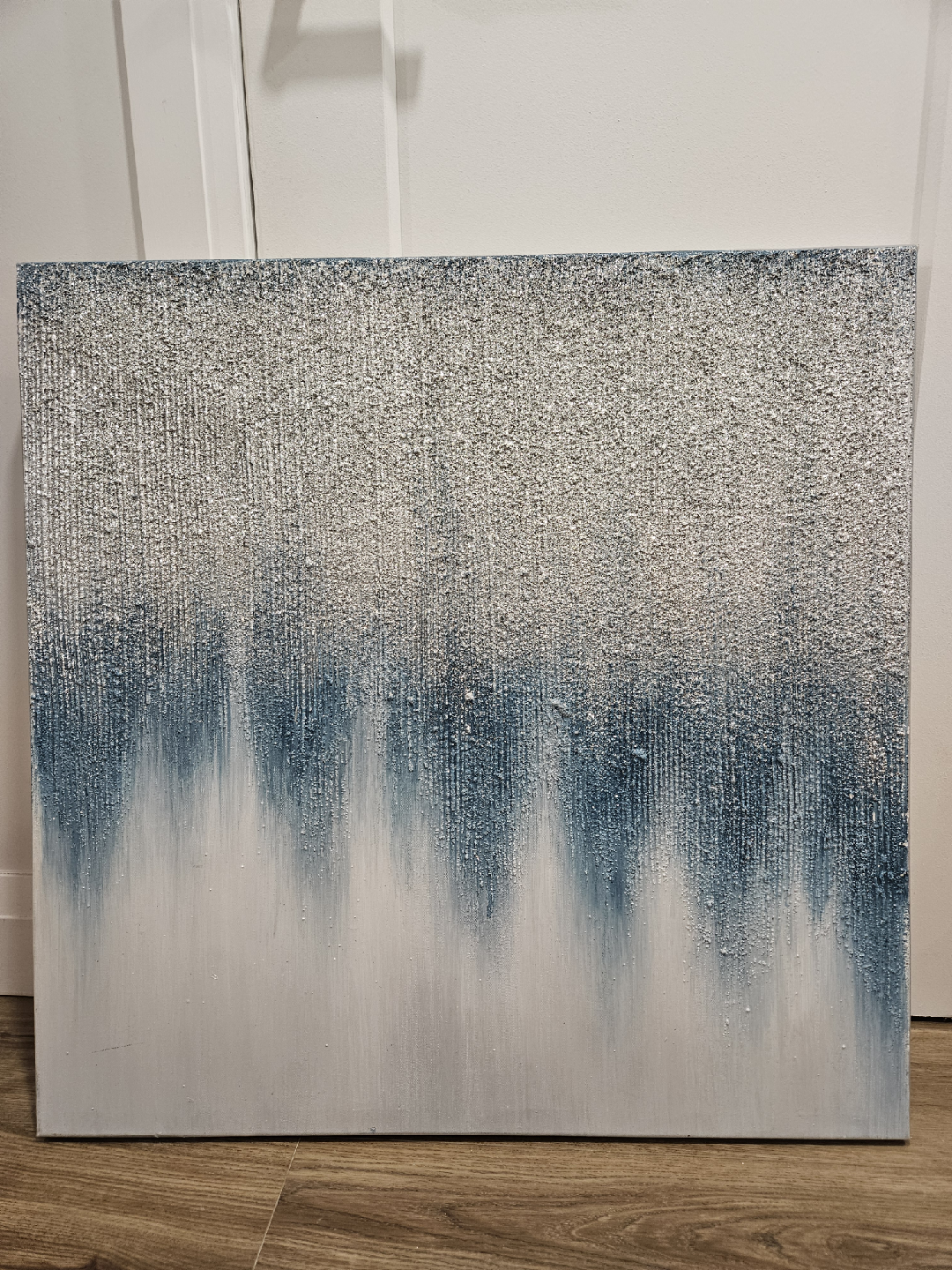 Abstract Silver & Blue Wall Art