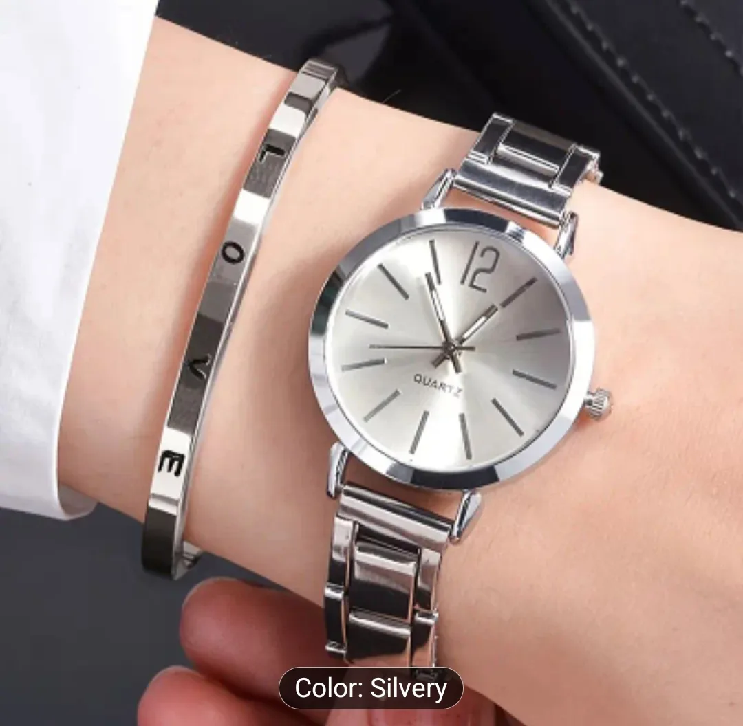 Silver Bracelet & Quartz Watch Set thumbnail