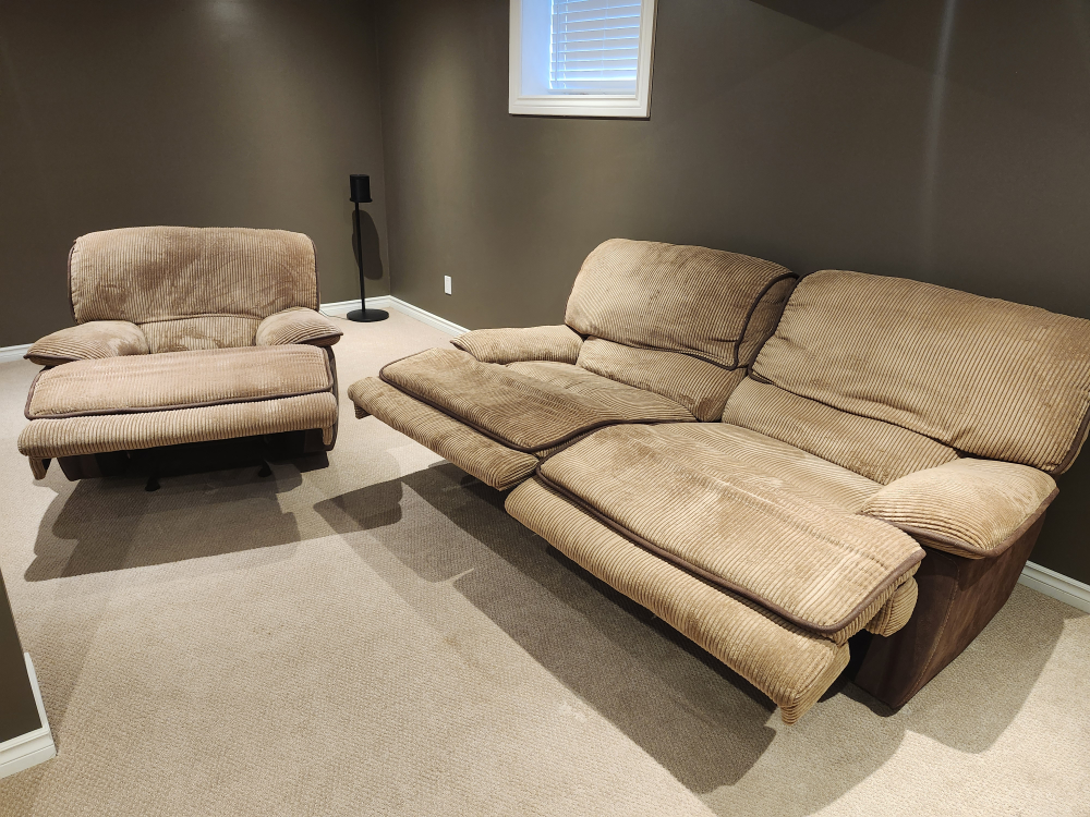 Corduroy Reclining Sofa Set - Couch and Chair - photo 2