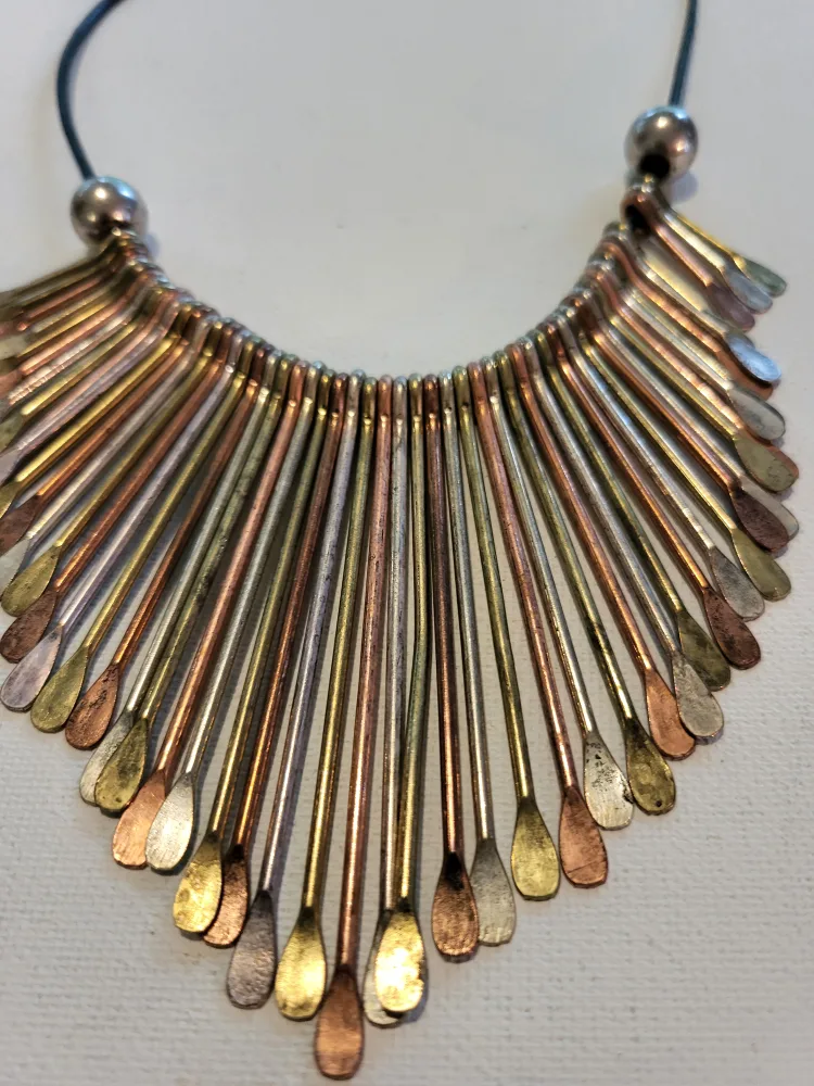 Multi-Tone Metal Fringe Necklace thumbnail