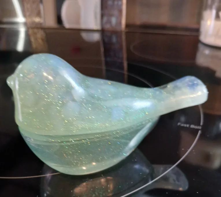 Resin opal bird ring holder. Made by Cheryl thumbnail