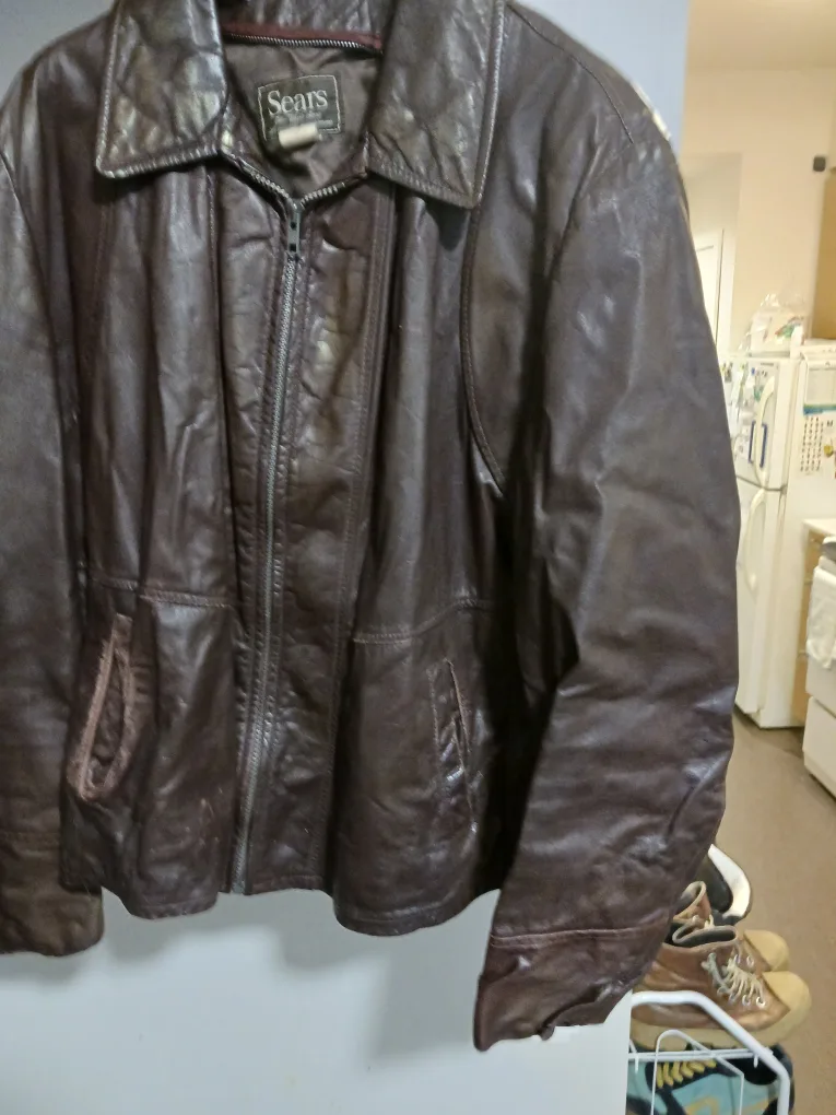 Vintage Sears Burgundy Leather Jacket thumbnail