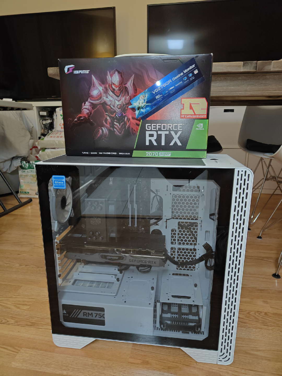 iGame GeForce RTX 2070 Super Graphics Card + desktop with PS