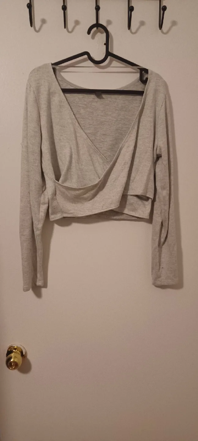 Joe Fresh Grey Wrap Top - Size L thumbnail