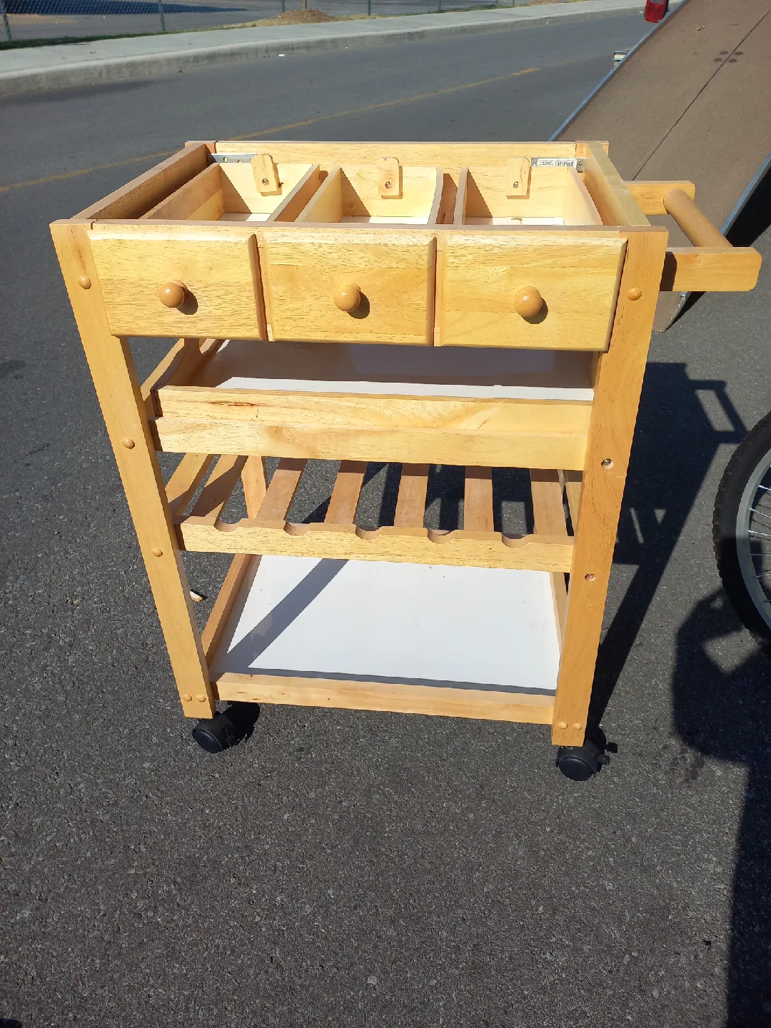 Brand New Wooden Kitchen Bar Cart with Drawers image indicator(2)