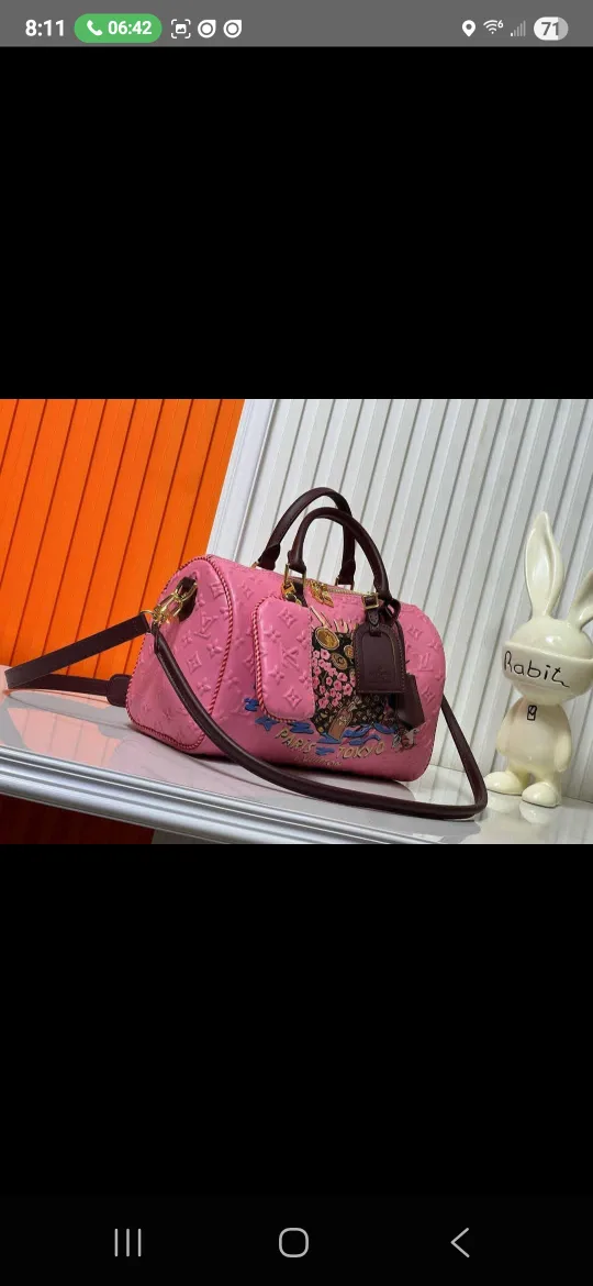 Louis Vuitton Pink Leather Satchel Bag thumbnail