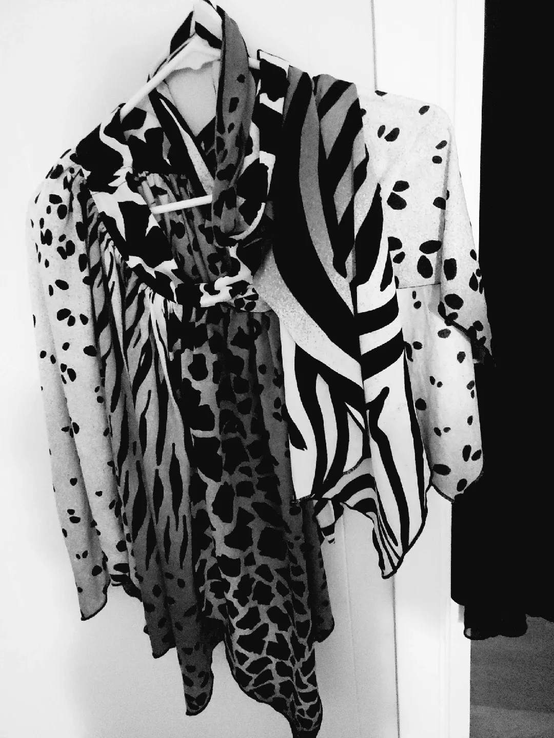 sheer animal print long sleeve blouse thumbnail