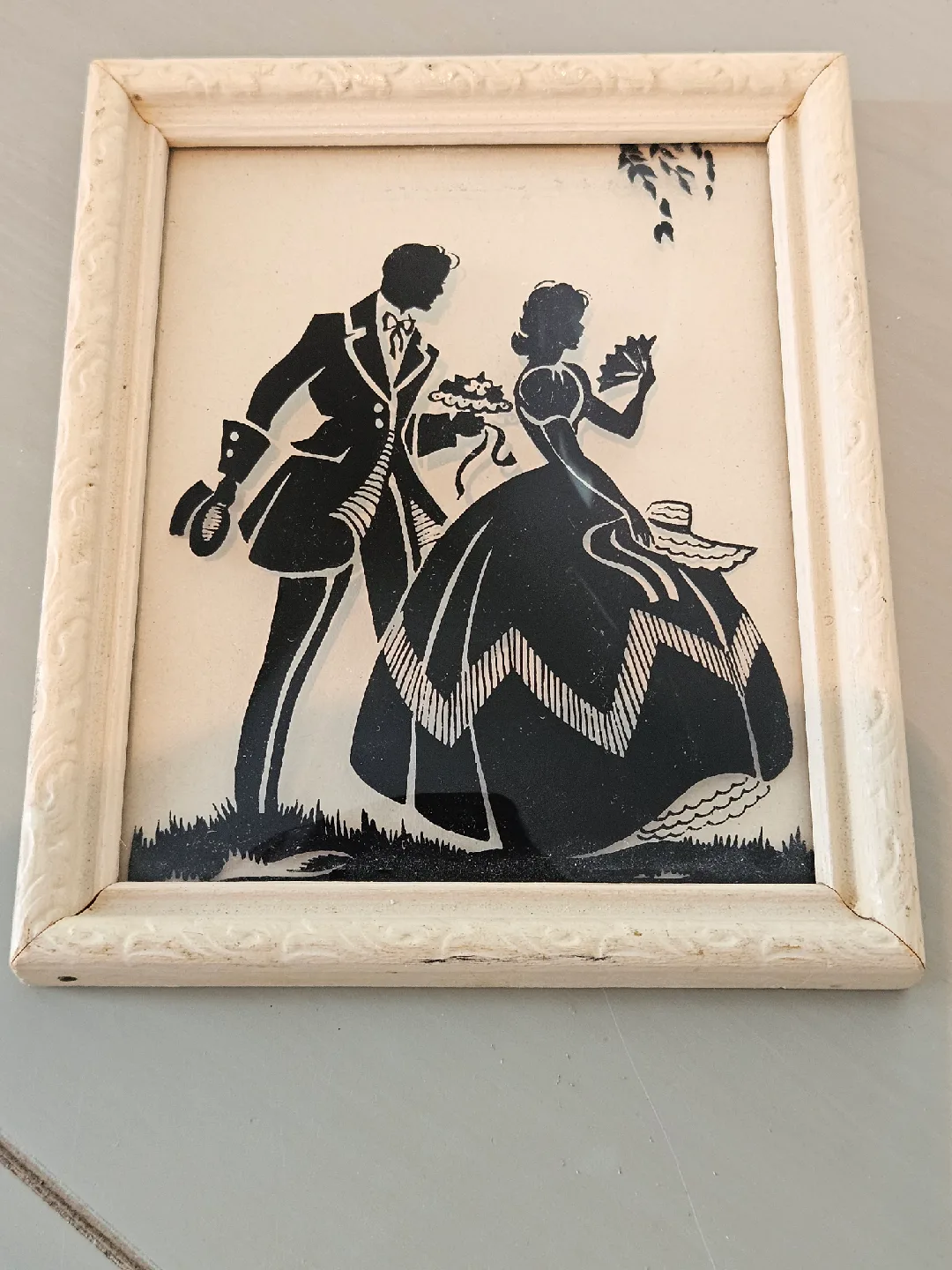 Vintage 1940s Reverse Glass Silhouette Painting thumbnail
