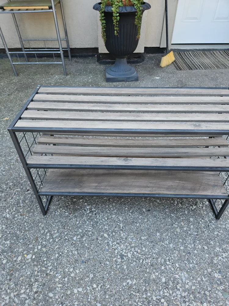 Wood and Metal shoe rack thumbnail