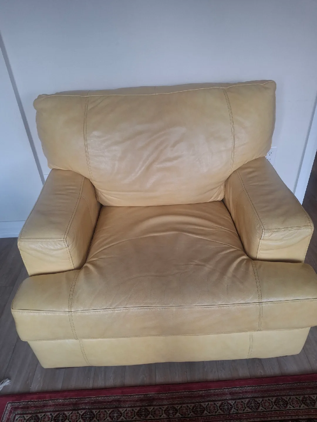Comfy Yellow Leather Armchair thumbnail