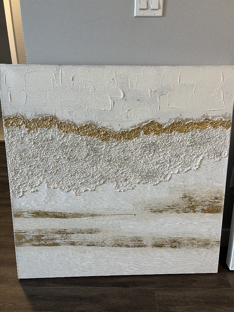 Set of 2 Textured White and Gold Wall Art - photo 3