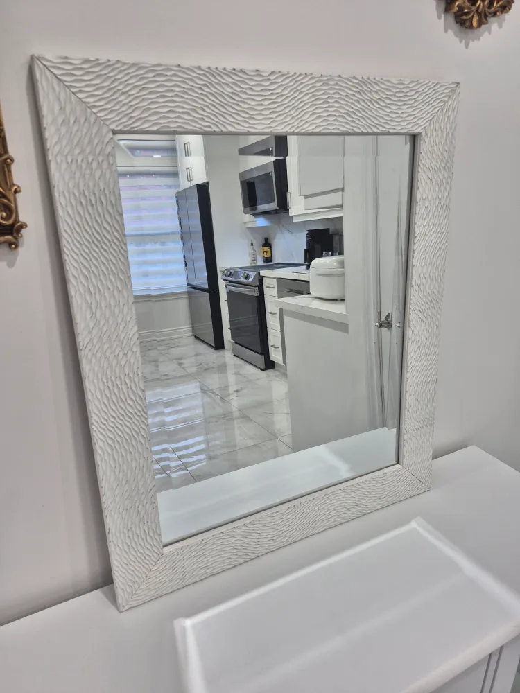 White wooden Framed Mirror thumbnail