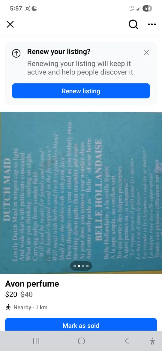 Avon Dutch Maid Sweet Honesty Cologne image indicator(2)