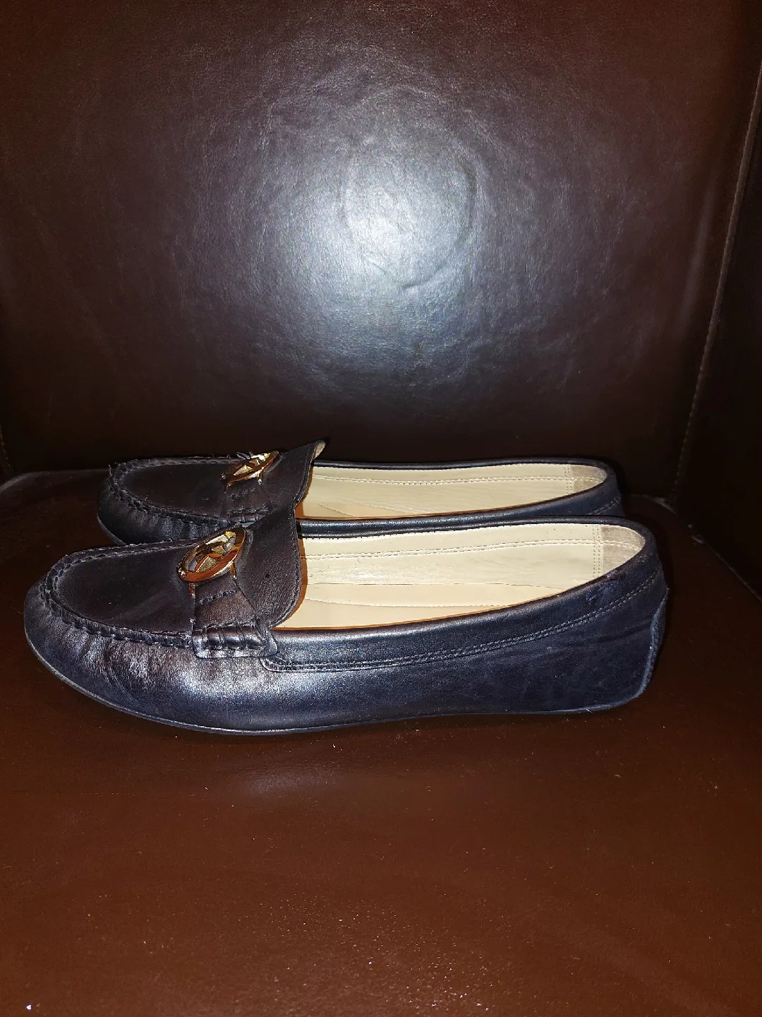 Michael Kors Black Leather Loafers size 8 image indicator(2)
