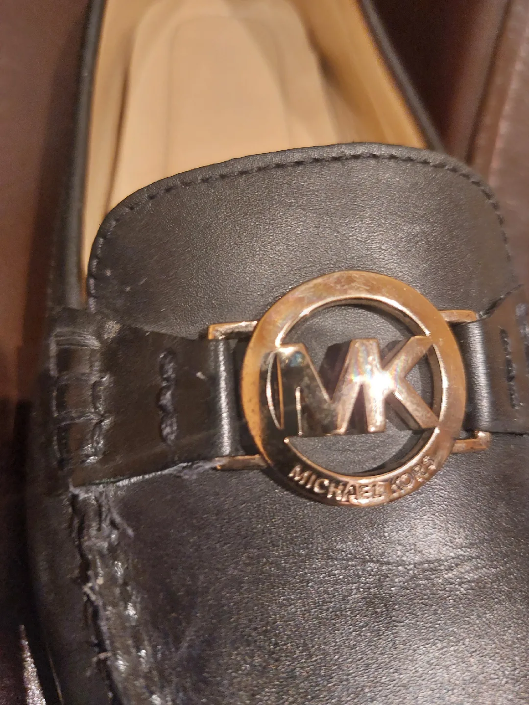 Michael Kors Black Leather Loafers size 8 image indicator(3)