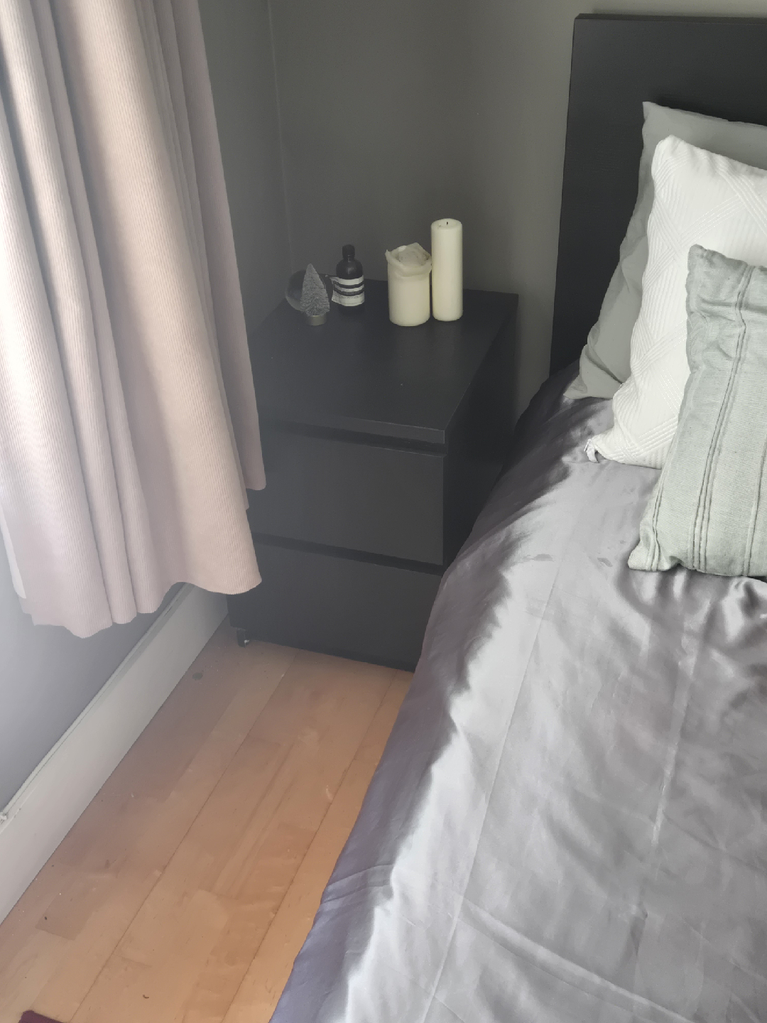 Black Bedside Table with Two Drawers