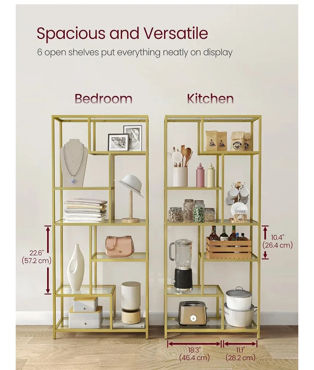 SONGMICS HOME Gold Bookshelf image indicator(3)