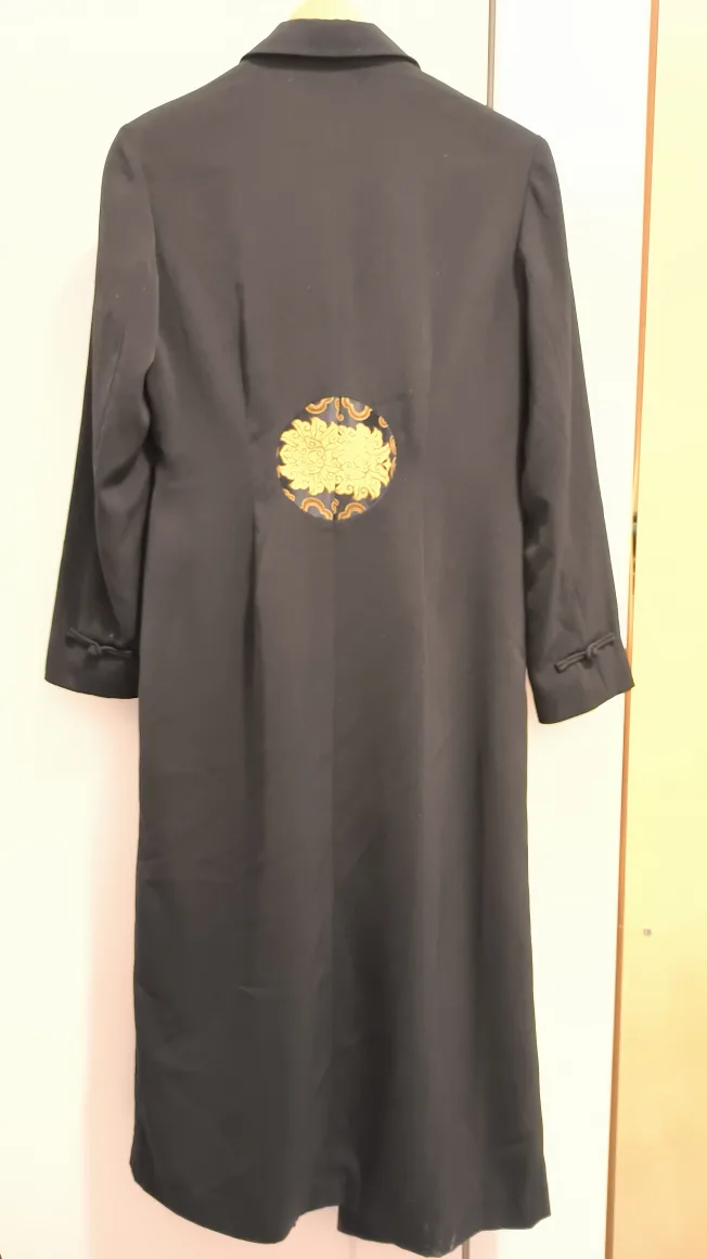 Black Long Coat with Floral Design-Size L image indicator(2)
