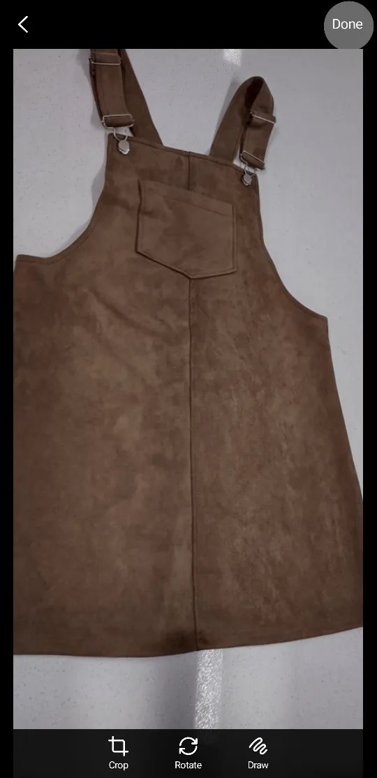 (NEW) Ardene Suede Brown Jumper Dress - Size L image indicator(3)