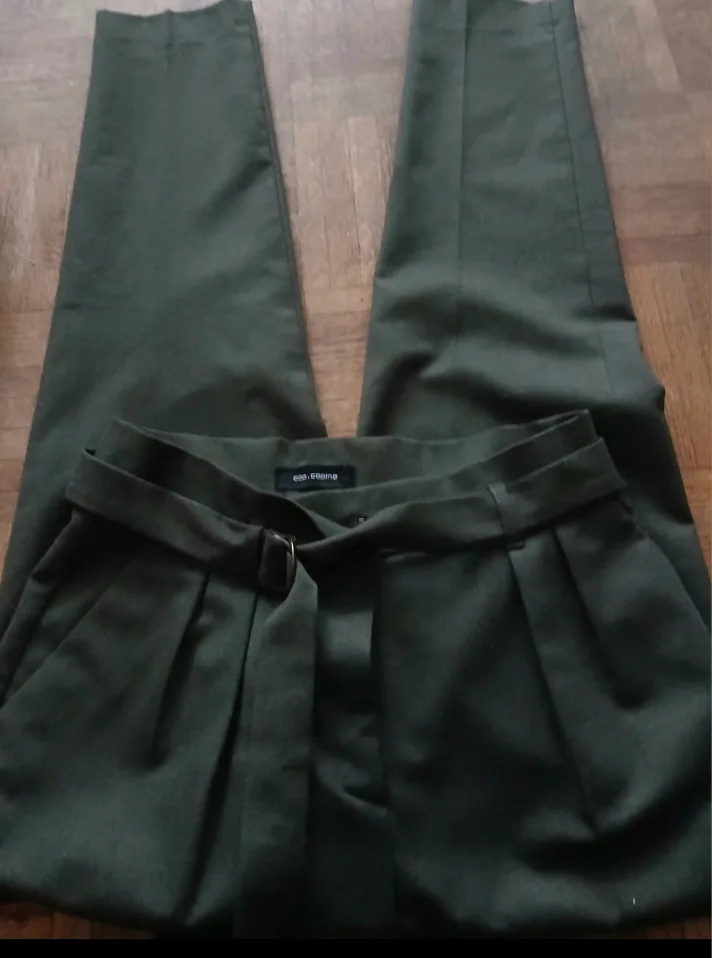 Cop.Copine Olive Green Belted Trousers thumbnail