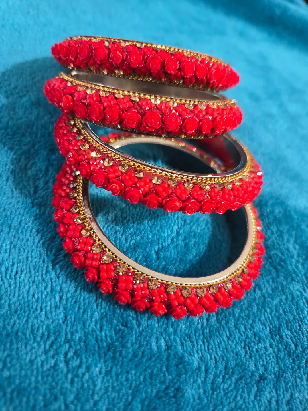 Red & Gold Indian Jewelry Set image indicator(4)