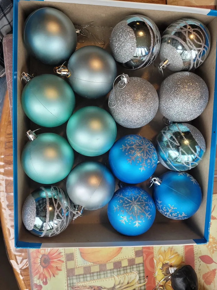 Christmas Ornaments - Blue, Silver, Teal thumbnail