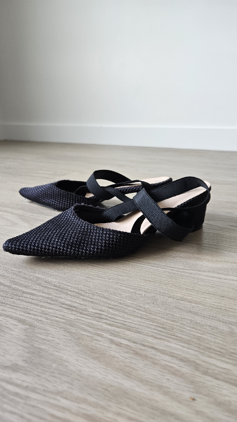Black Pointed Toe Slingback Heels - photo 2