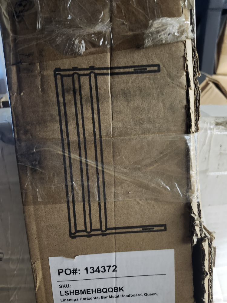 Linenspa Queen Horizontal Bar Metal Headboard - Black