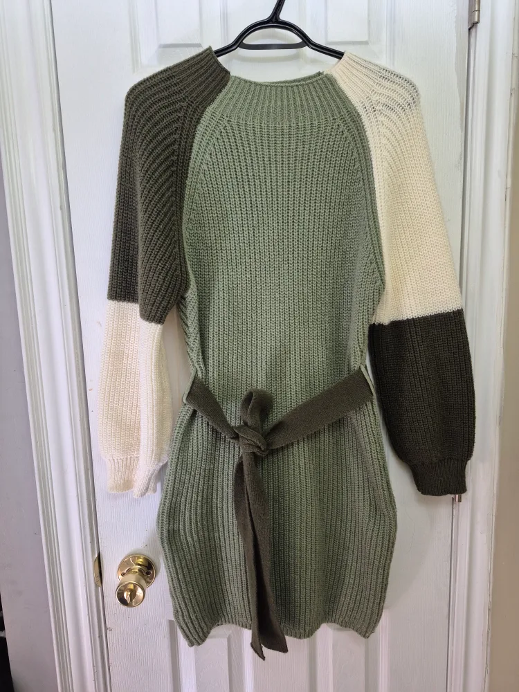 Striped Knit Sweater Dress image indicator(2)