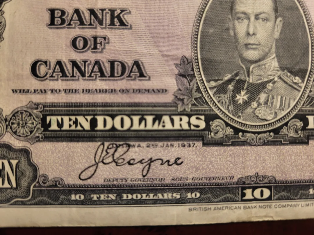 1937 Bank of Canada $10 Bank Note Bill image indicator(3)