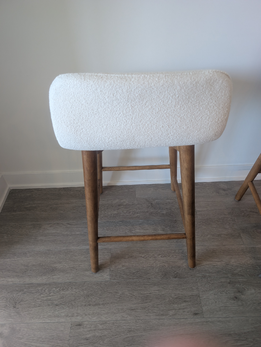 Set of 3 White Boucle Bouclair Bar Stools - photo 5