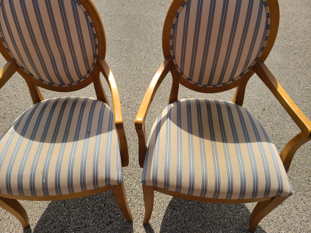 Ethan Allen Striped Upholstered Armchairs - photo 2