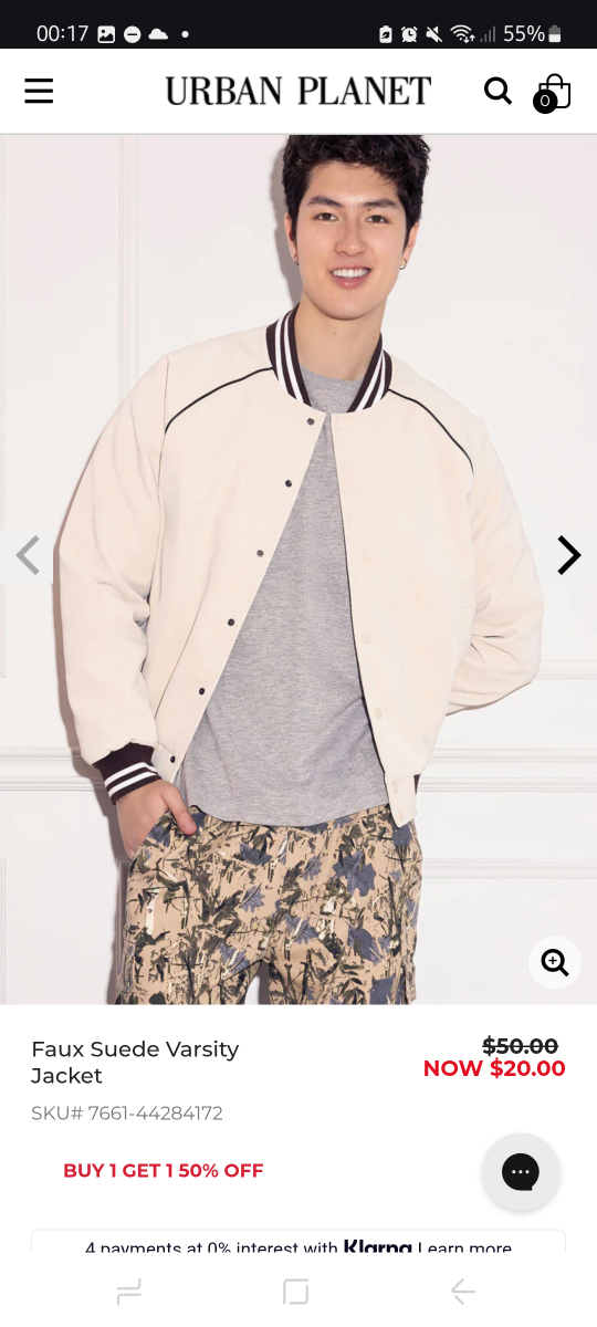 Urban Planet Faux Suede Varsity Jacket
