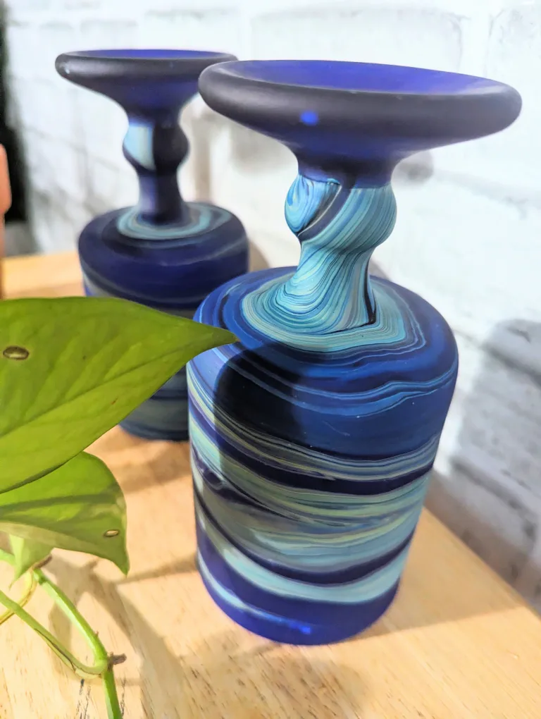 Sea Glass Swirl Glass Goblets - Set of 2 thumbnail