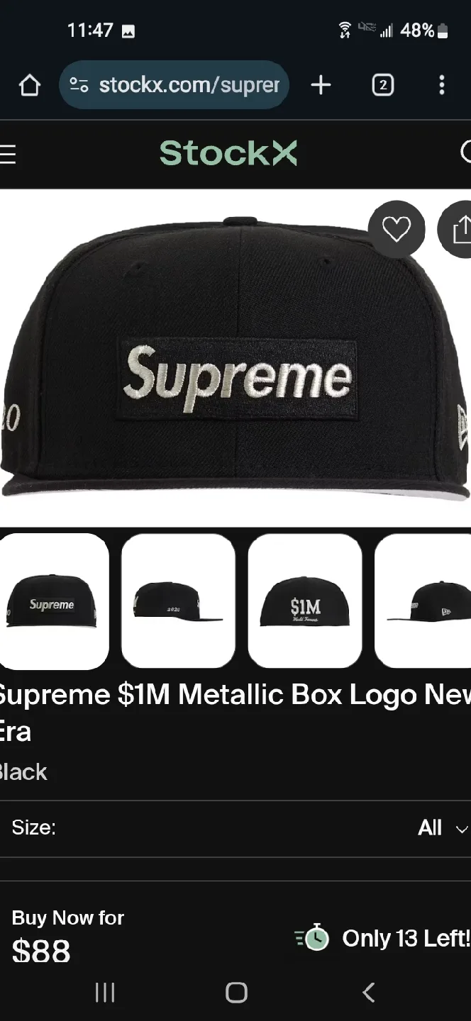 SUPREME / NEW ERA $1M Mettalic Box Logo Hat image indicator(5)
