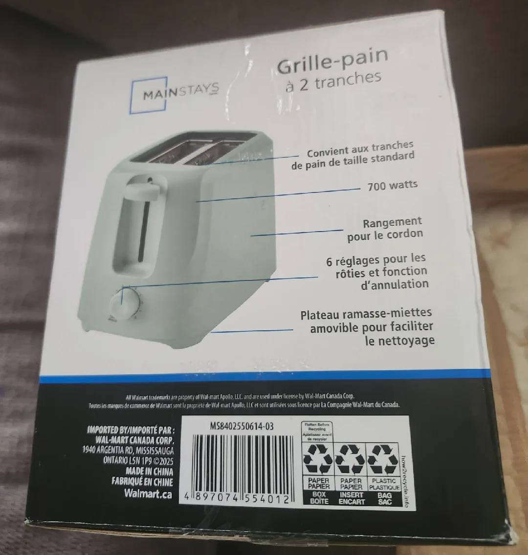 Mainstays 2-Slice Toaster - New in Box! image indicator(4)