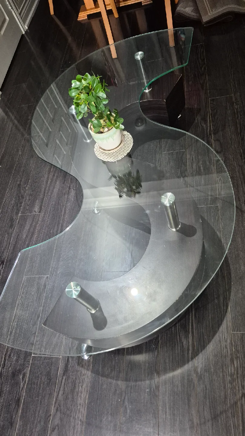 Unique S-Shaped Glass Coffee Table 🥕 image indicator(7)