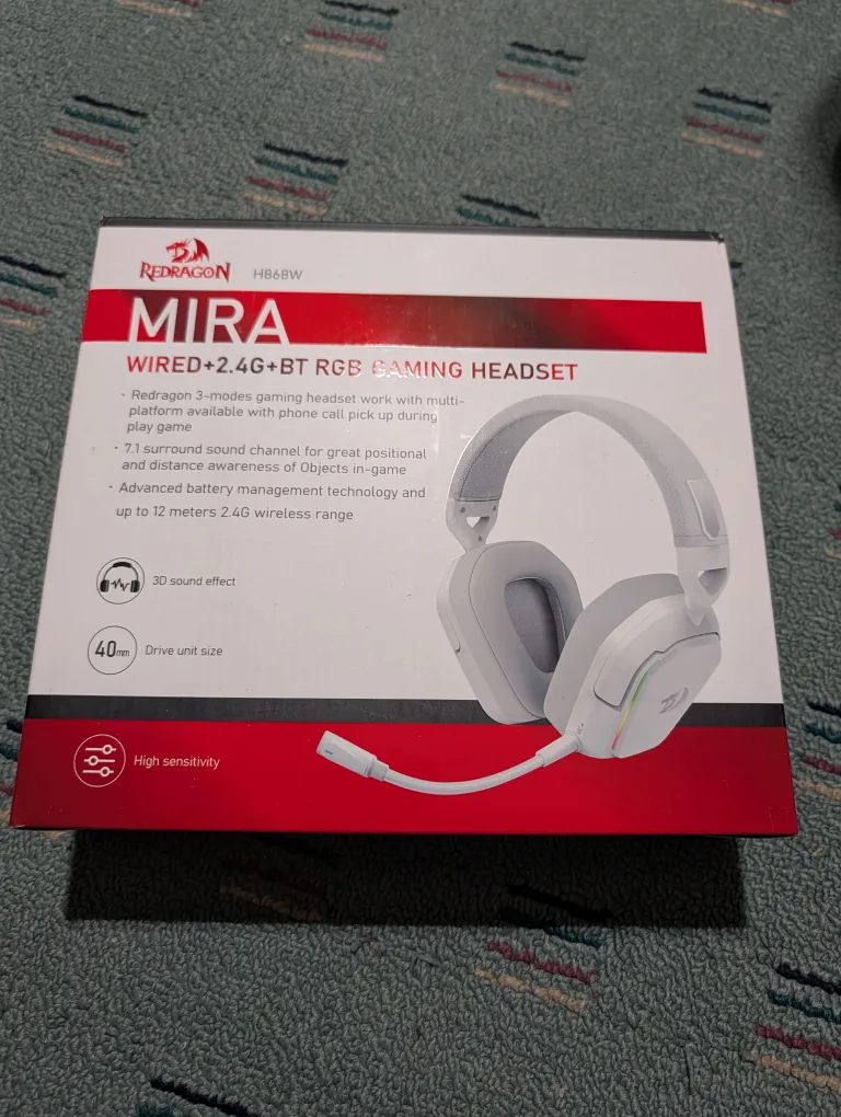 Redragon H868W Mira RGB Gaming Headset - White thumbnail